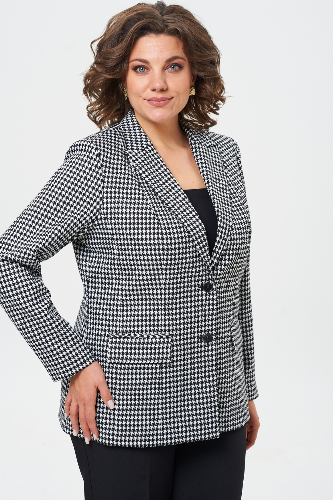 Костюм БелЭльСтиль 412+596 черный гусек+черный однотон