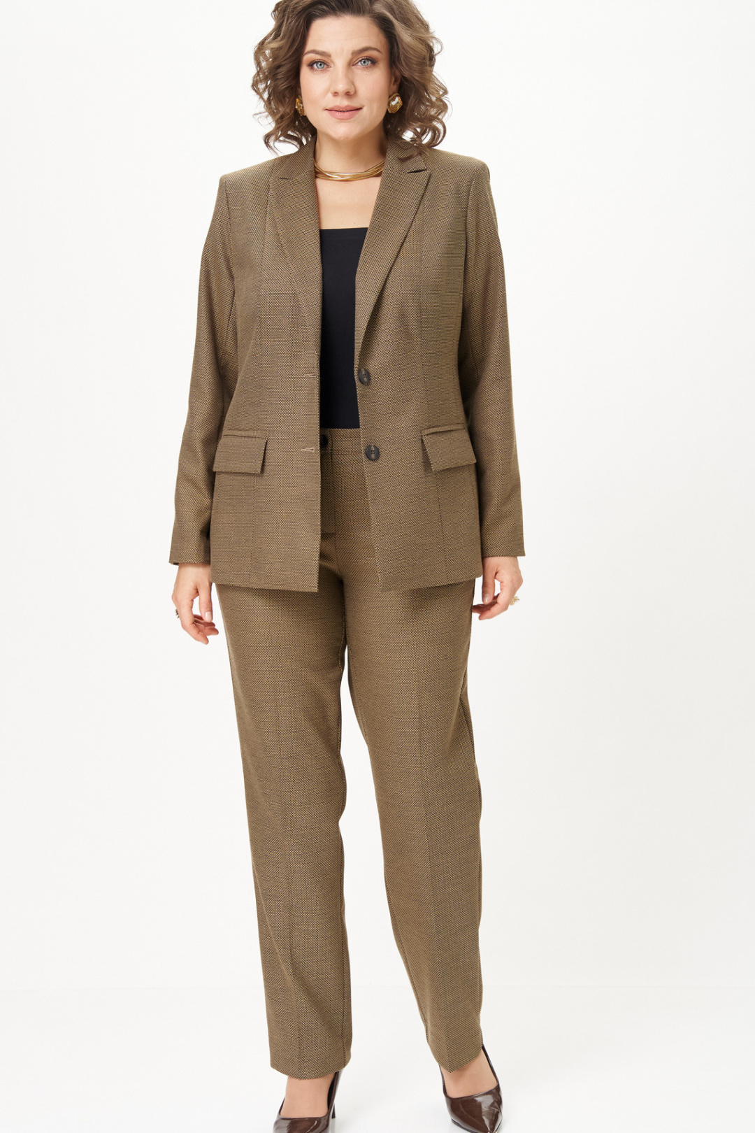 Костюм БелЭльСтиль 412+609 горчица соты - фото 1