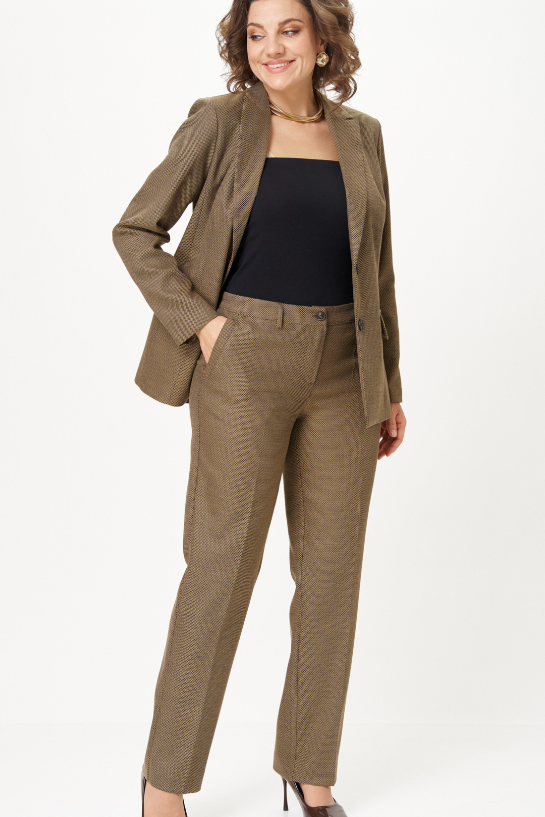 Костюм БелЭльСтиль 412+609 горчица соты - фото 2