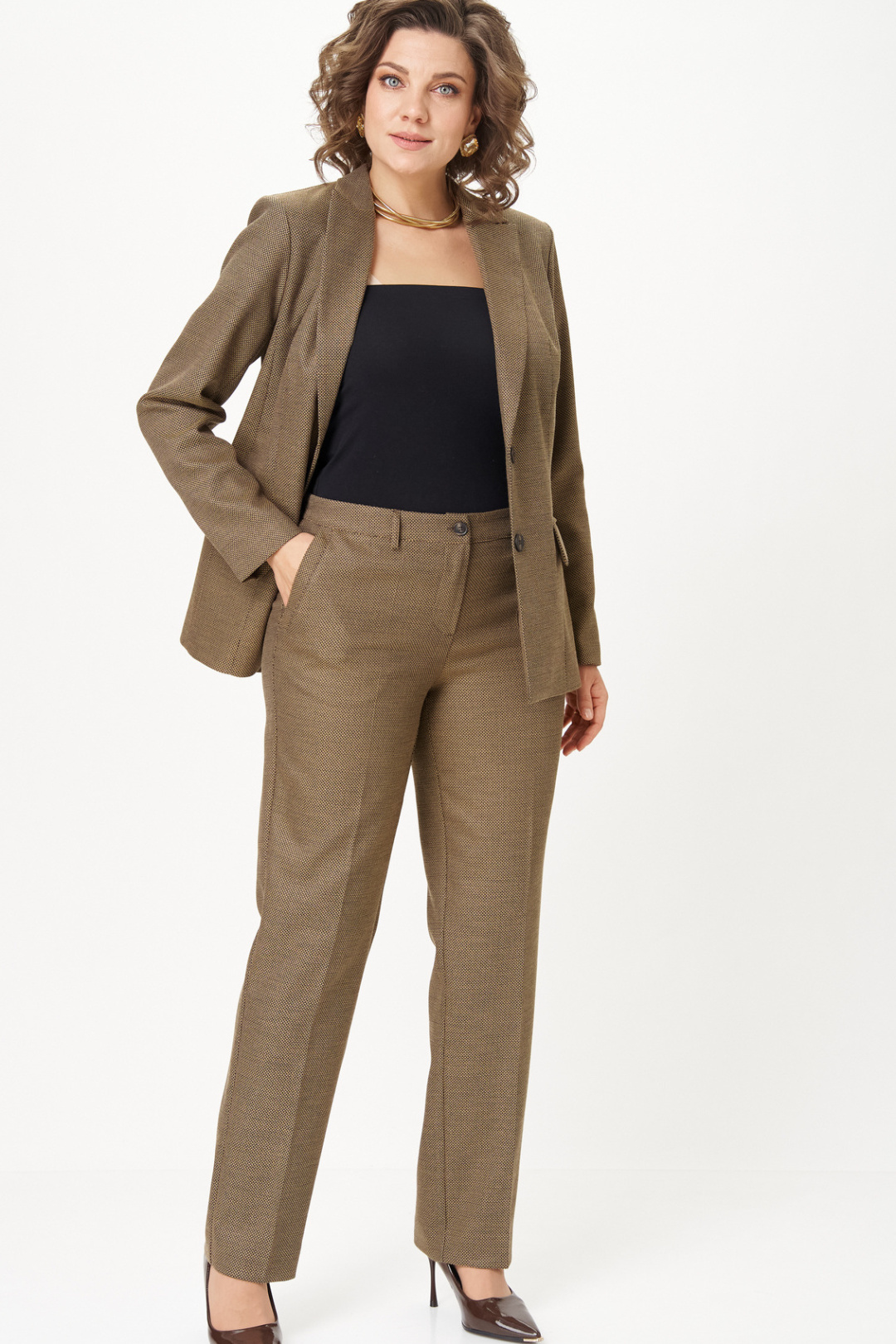 Костюм БелЭльСтиль 412+609 горчица соты - фото 3