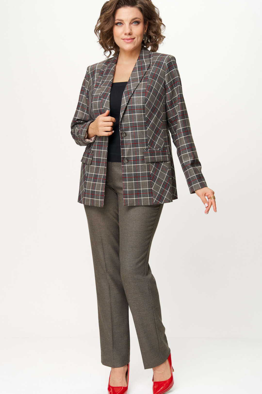 Костюм БелЭльСтиль 412+609 клетка+красный - фото 2