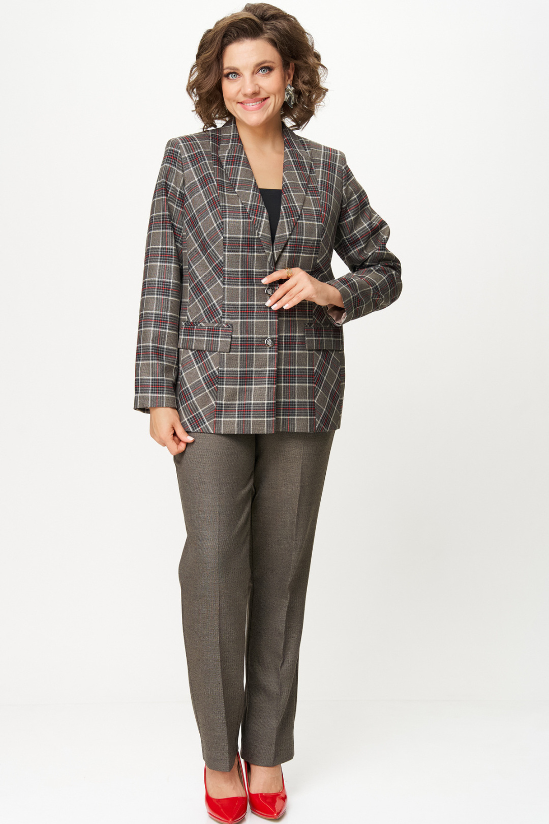 Костюм БелЭльСтиль 412+609 клетка+красный - фото 4