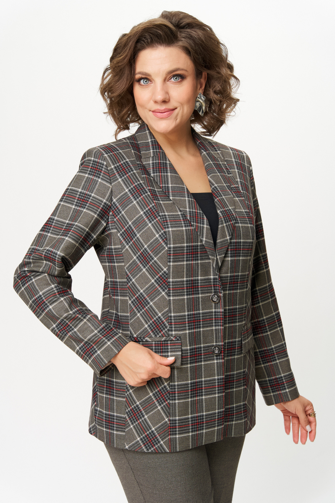 Костюм БелЭльСтиль 412+609 клетка+красный - фото 5