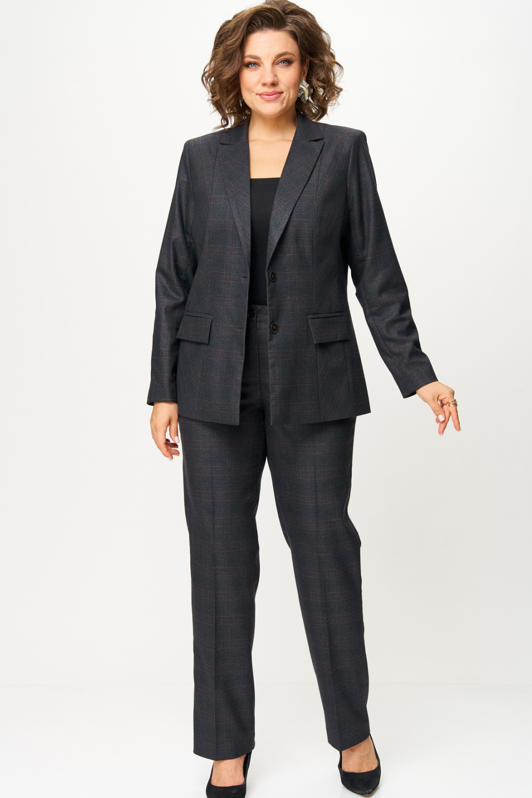 Костюм БелЭльСтиль 412+609 клетка+серый - фото 1
