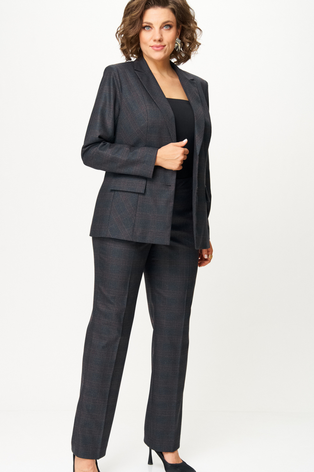 Костюм БелЭльСтиль 412+609 клетка+серый - фото 3