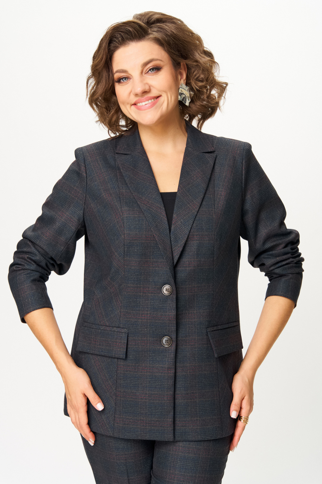 Костюм БелЭльСтиль 412+609 клетка+серый - фото 5