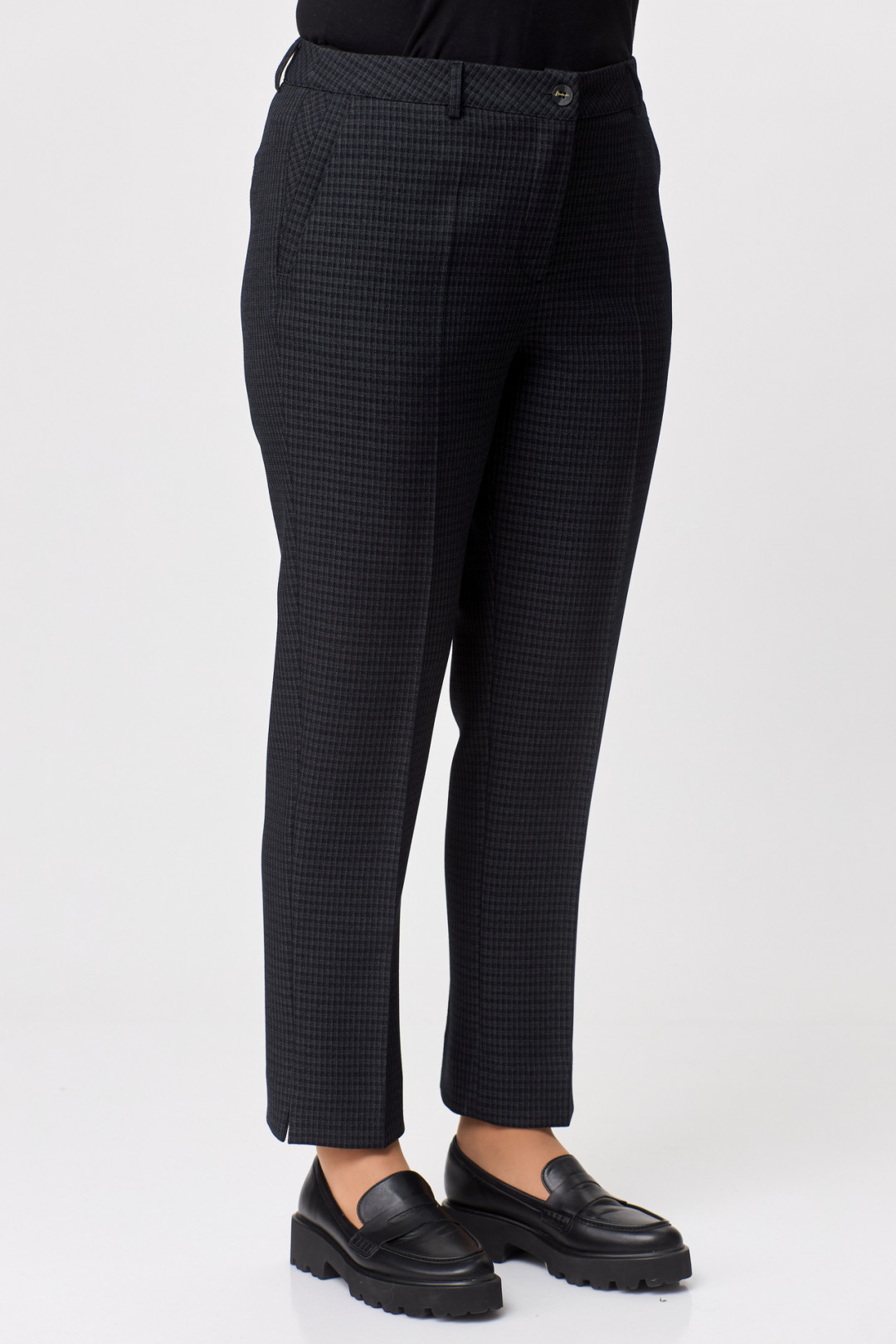 Брюки БелЭльСтиль 586 черно-серая клетка - фото 1