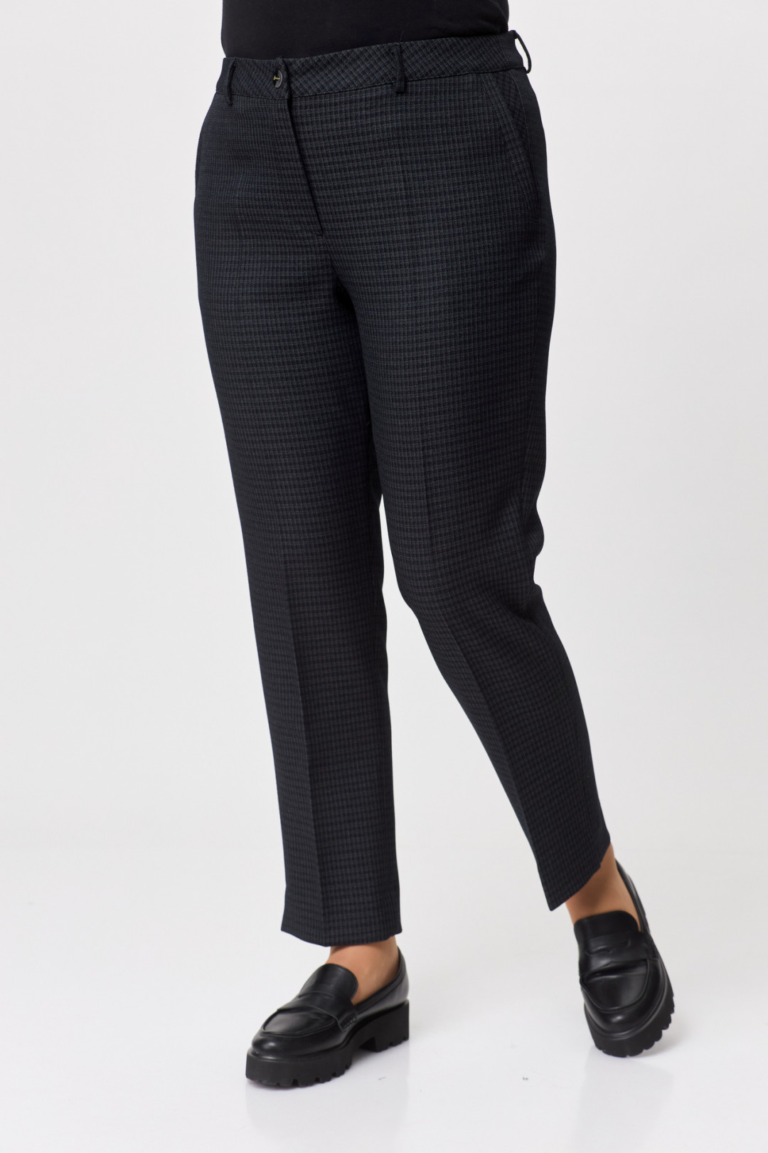 Брюки БелЭльСтиль 586 черно-серая клетка - фото 2
