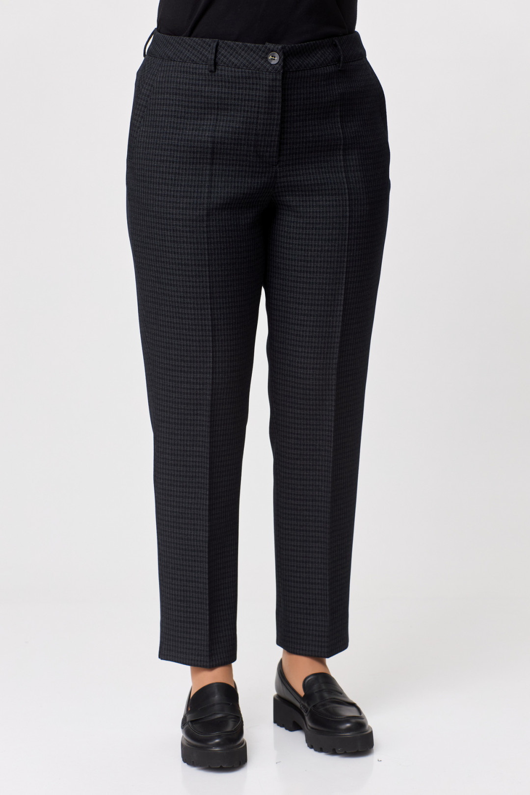 Брюки БелЭльСтиль 586 черно-серая клетка - фото 3
