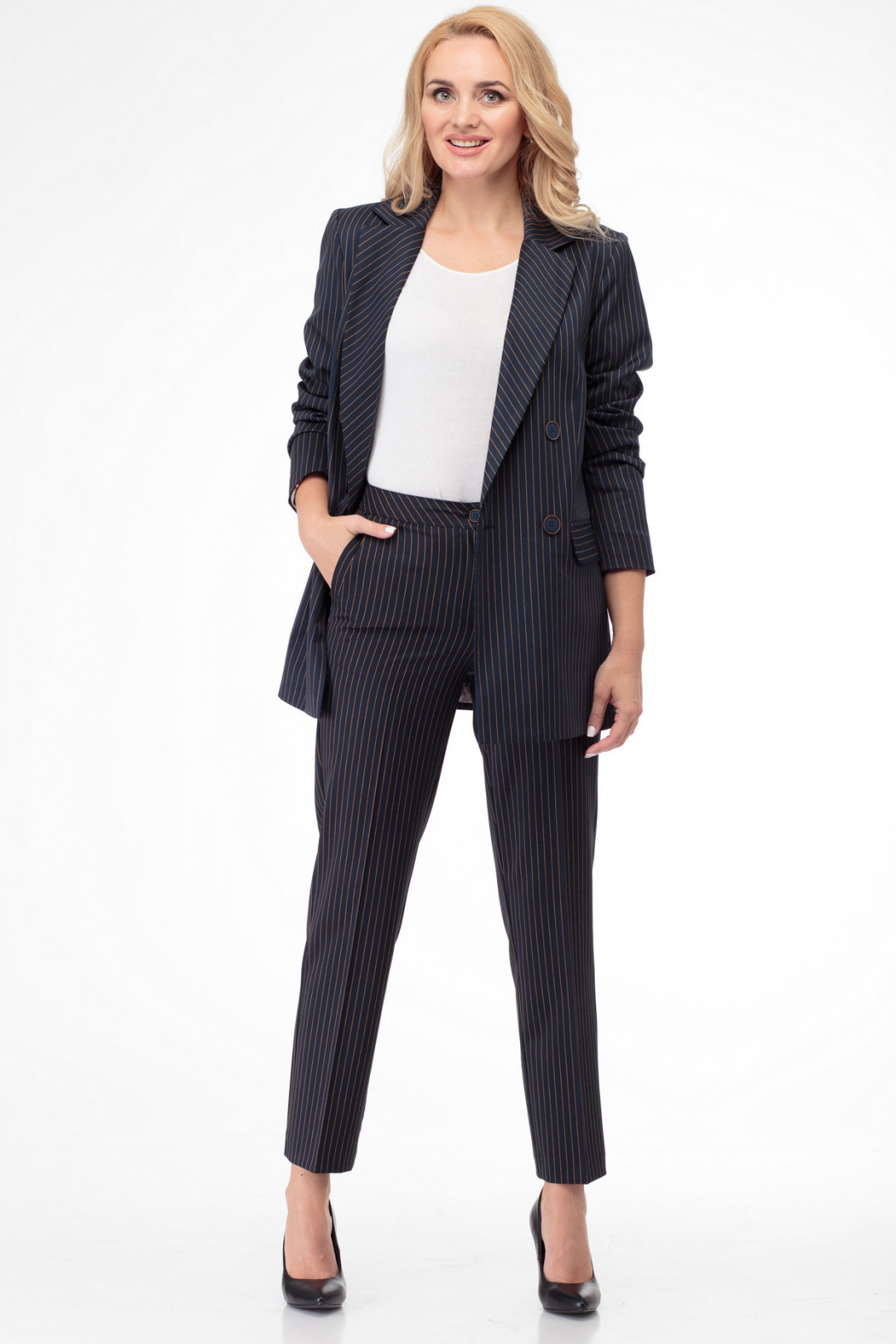Брюки БелЭльСтиль 596 т.синяя полоска - фото 1