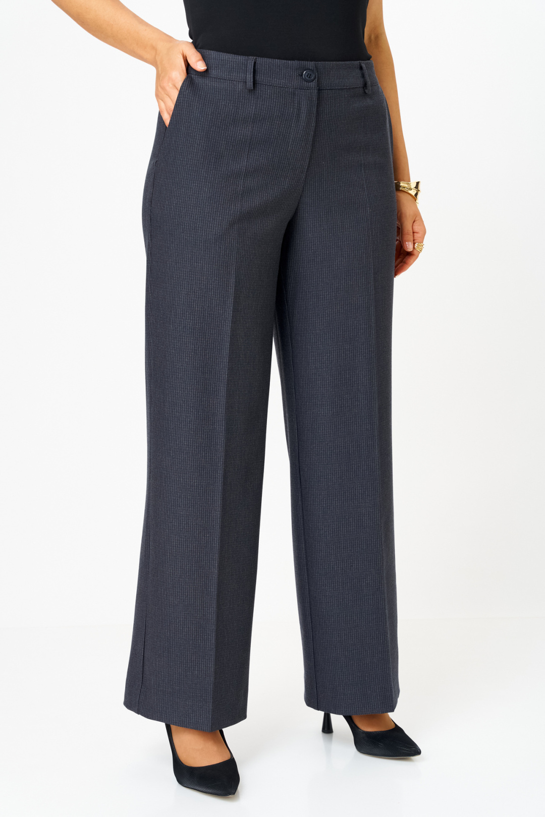 Брюки БелЭльСтиль 601 серо-синяя клетка - фото 4