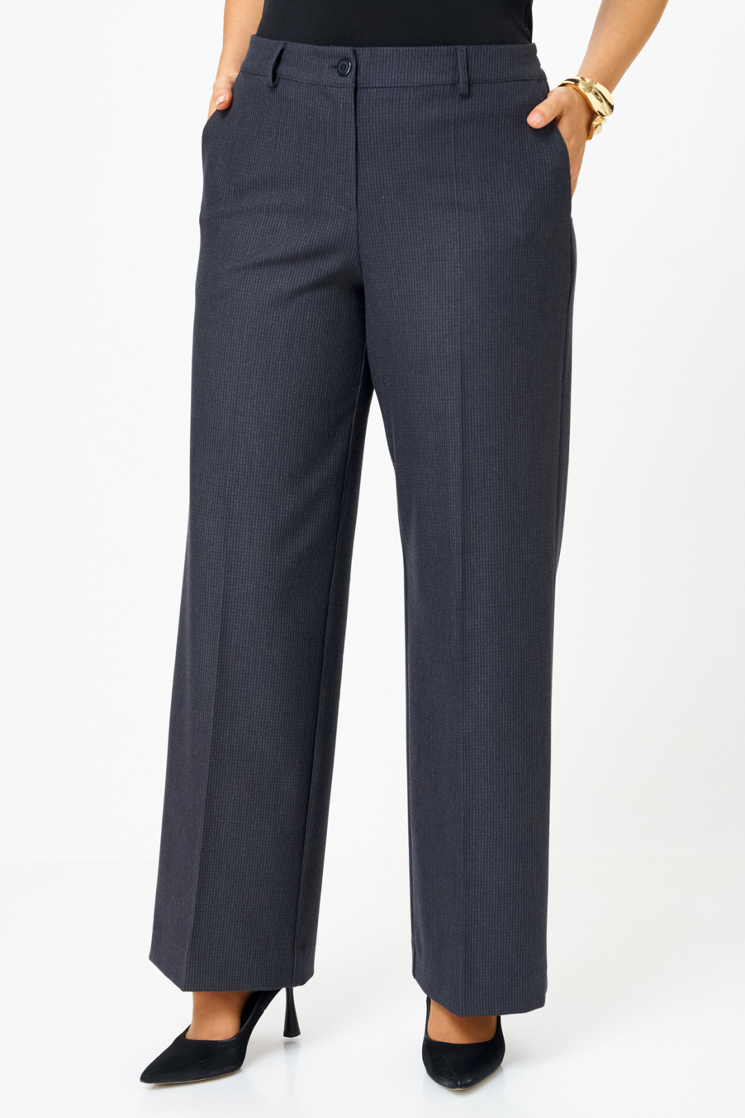Брюки БелЭльСтиль 601 серо-синяя клетка - фото 5