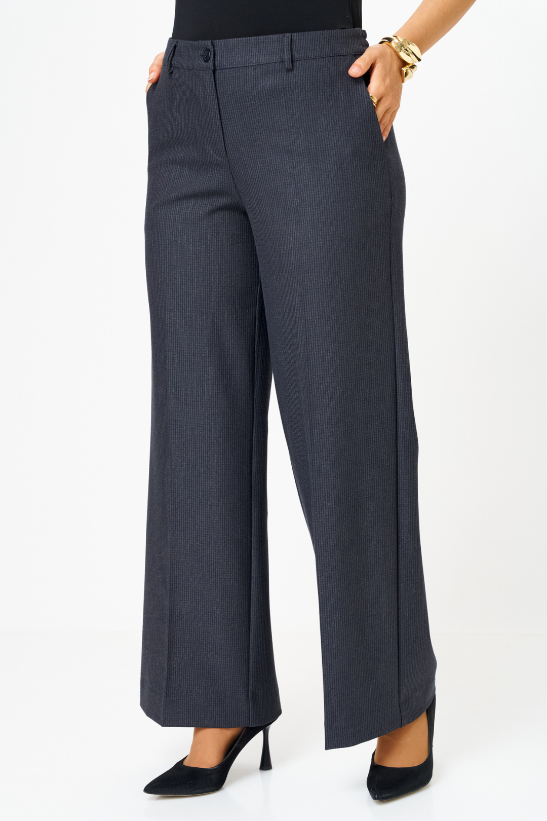 Брюки БелЭльСтиль 601 серо-синяя клетка - фото 6