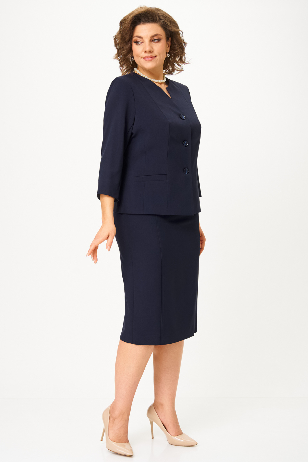Костюм БелЭльСтиль 723+536 темно-синий однотон - фото 2