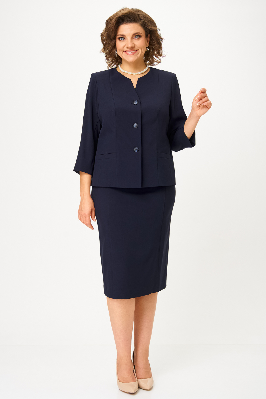 Костюм БелЭльСтиль 723+536 темно-синий однотон - фото 3