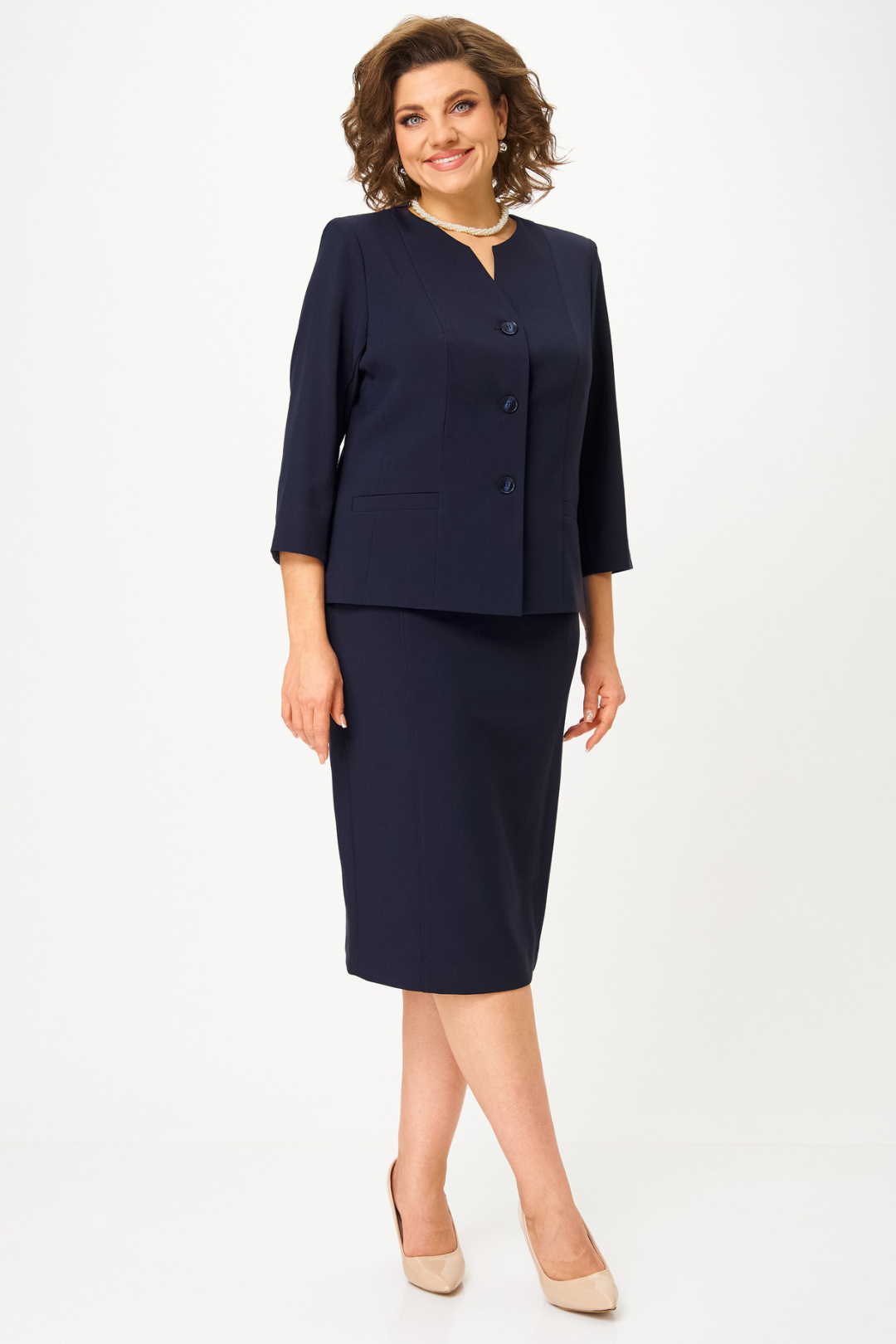 Костюм БелЭльСтиль 723+536 темно-синий однотон - фото 4