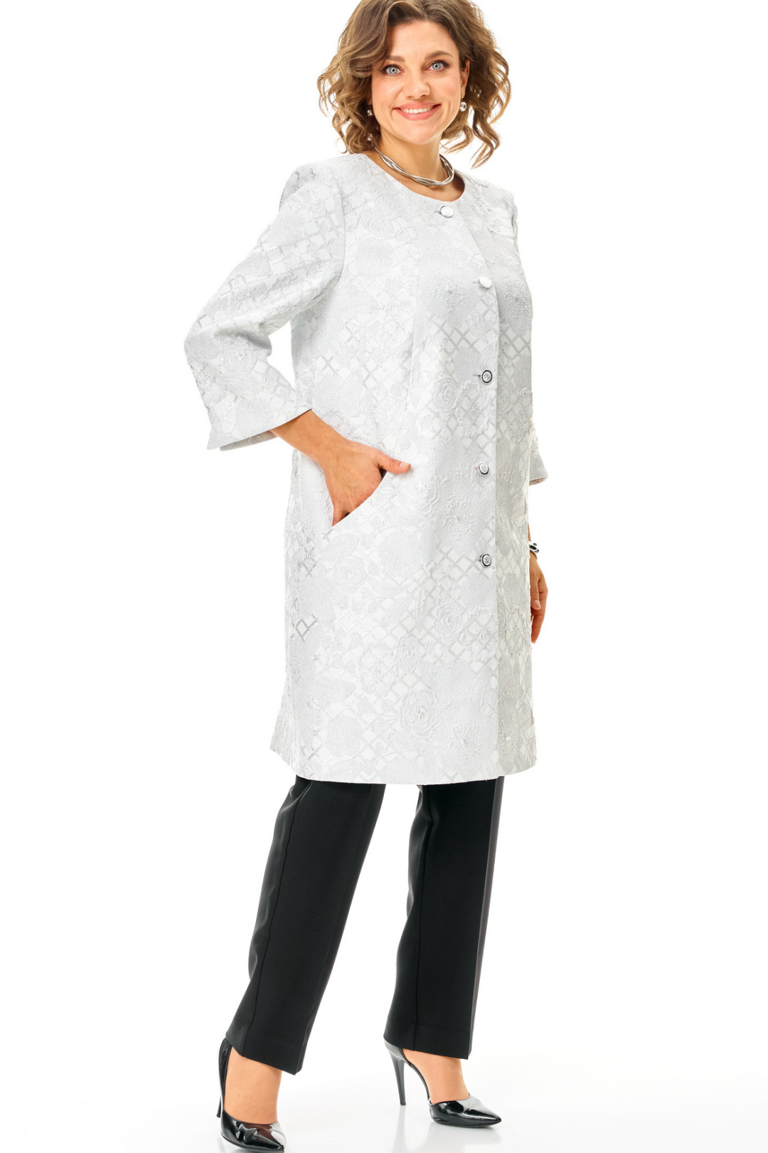 Жакет БелЭльСтиль 727 серебро - фото 4