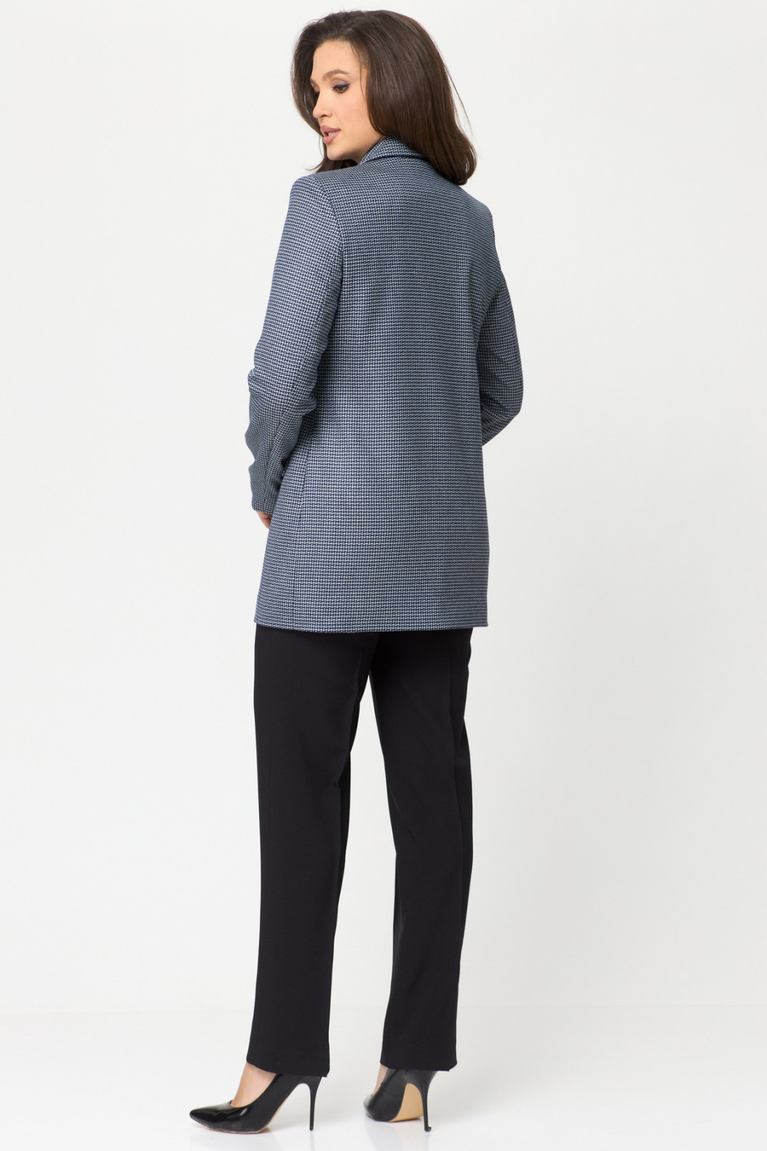 Костюм БелЭльСтиль 762+596 синяя мелкая клетка+черный - фото 2