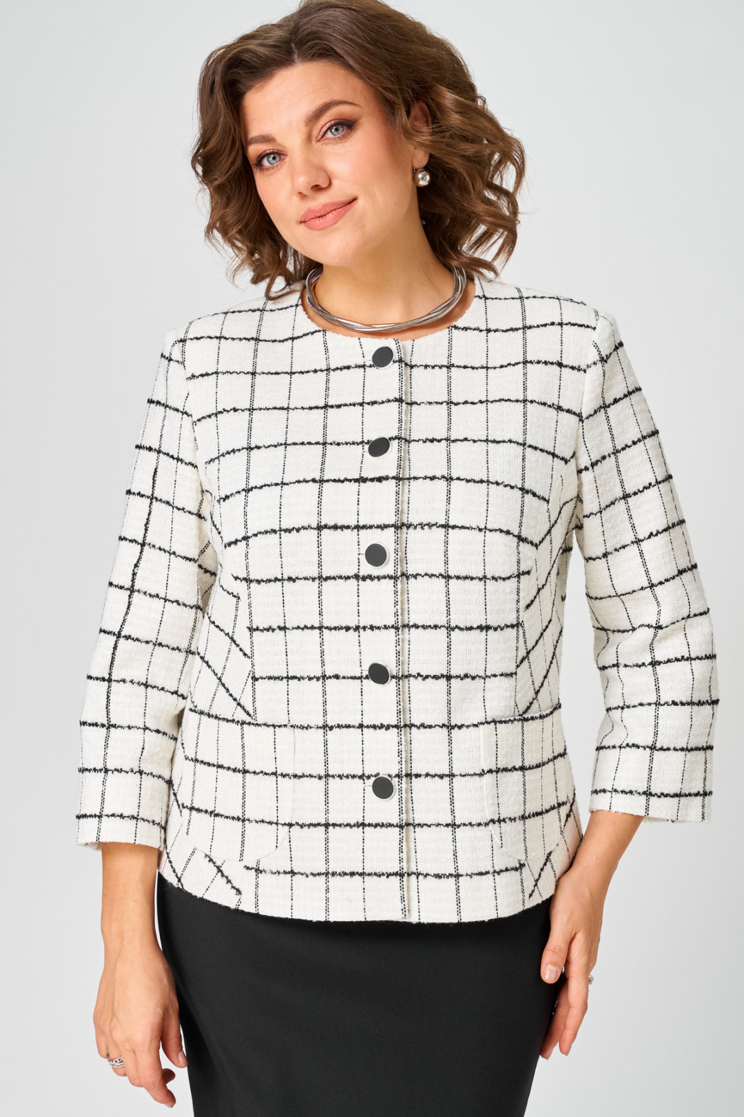 Жакет БелЭльСтиль 861 бело-черный - фото 1