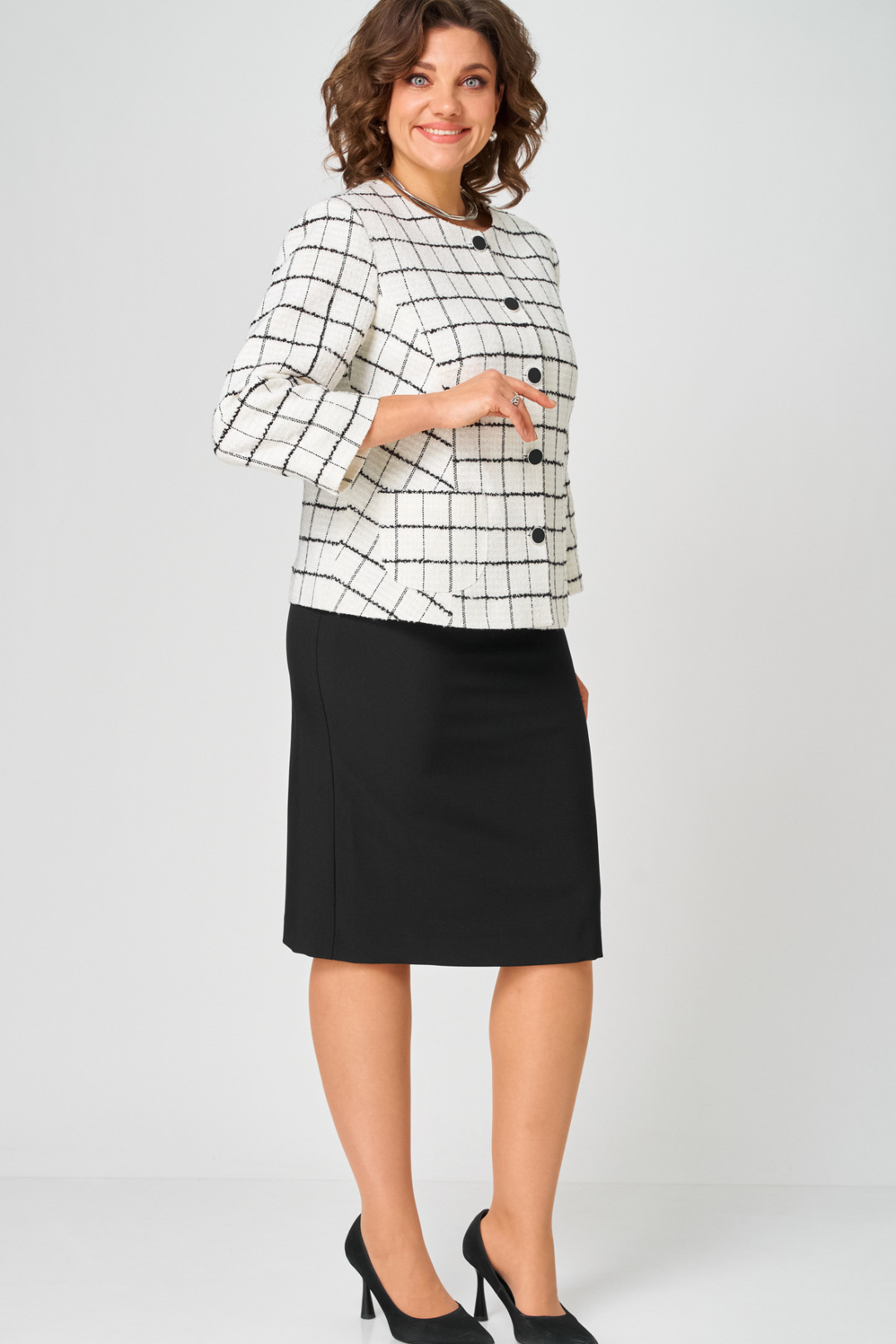 Жакет БелЭльСтиль 861 бело-черный - фото 3