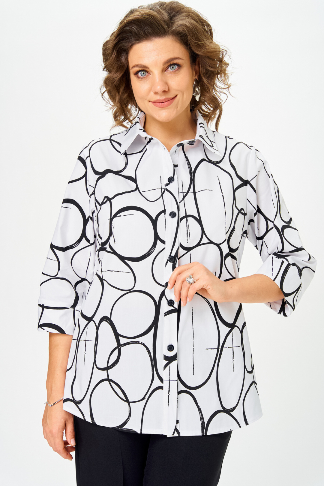 Блузка БелЭльСтиль 877 бело-черный