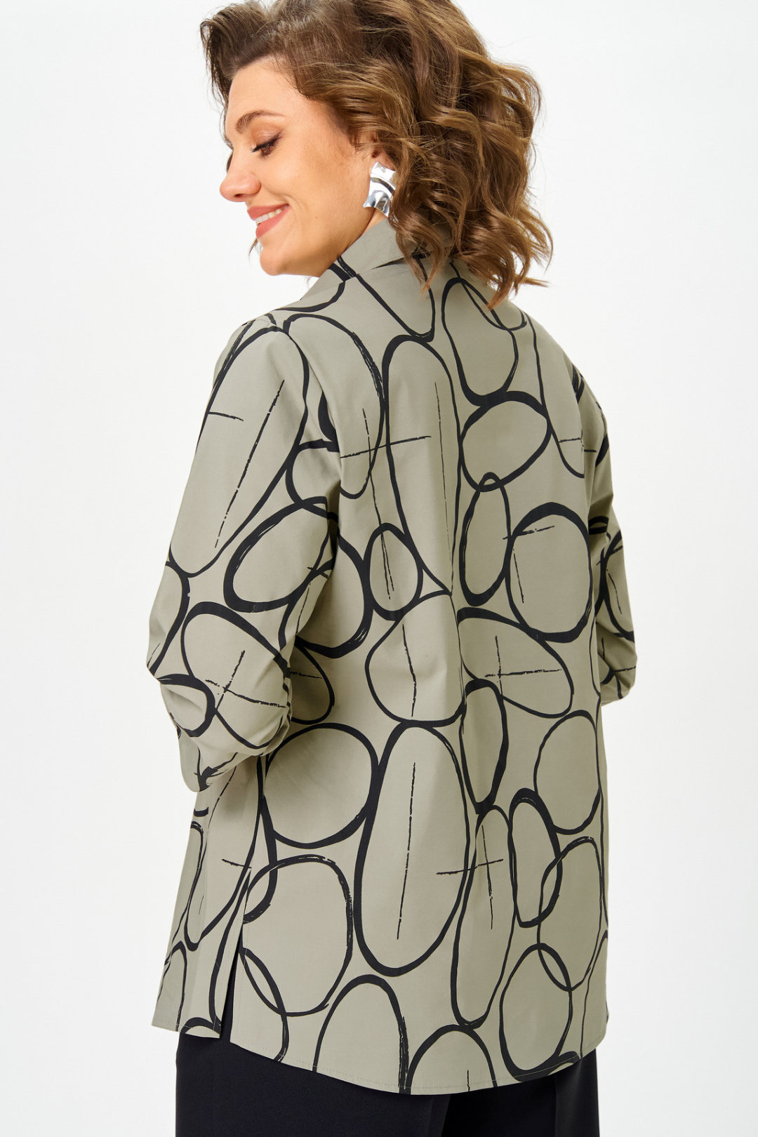 Блузка БелЭльСтиль 877 олива-черный - фото 6