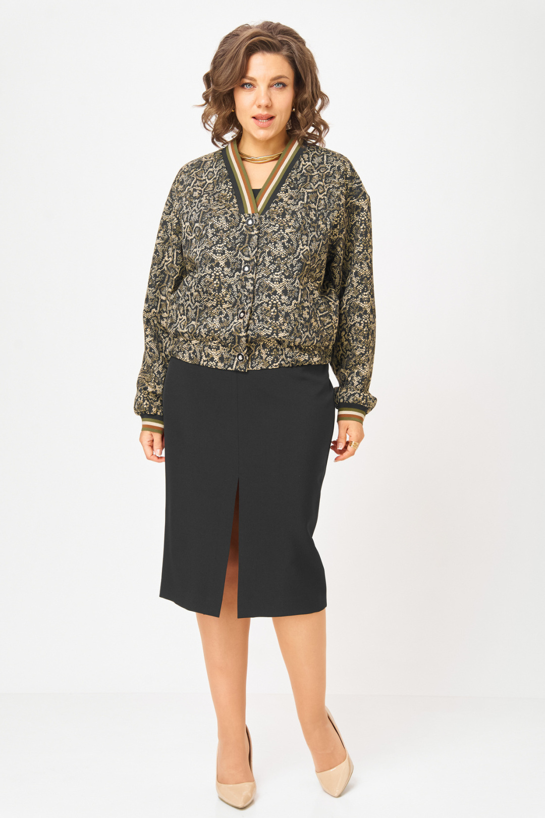 Жакет БелЭльСтиль 878 золото+черный - фото 1