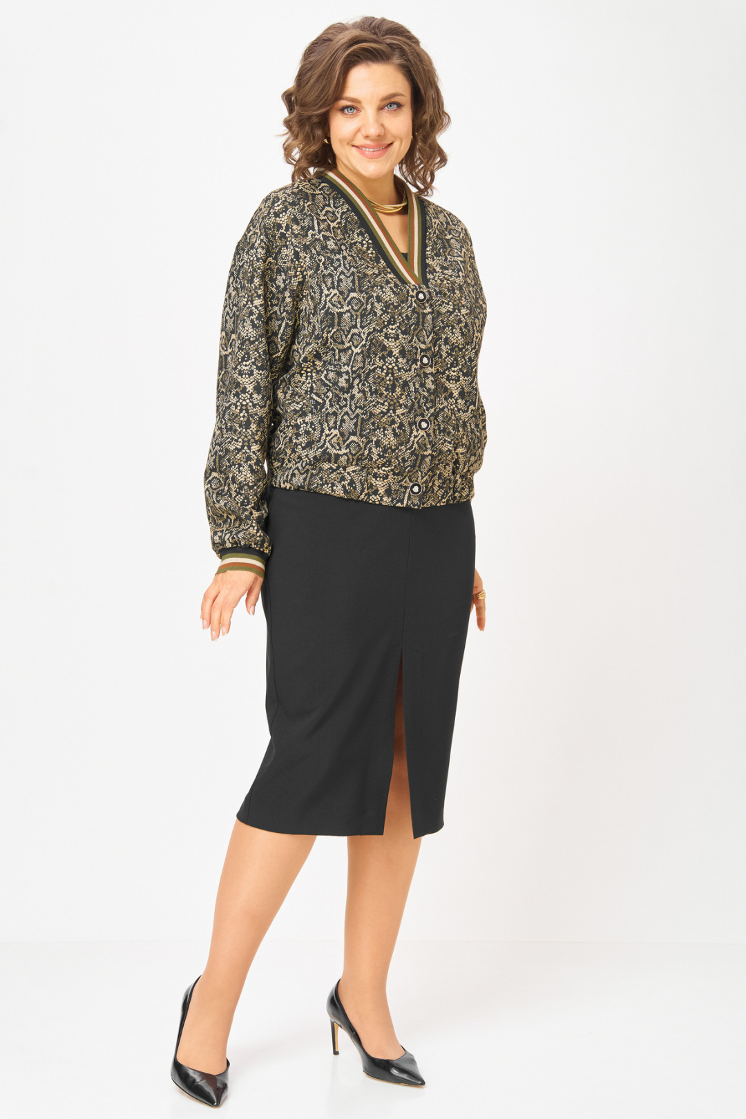 Жакет БелЭльСтиль 878 золото+черный - фото 2