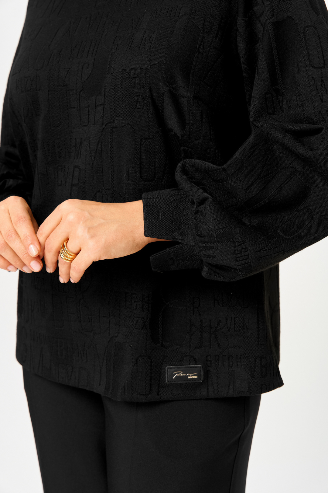 Блузка БелЭльСтиль 879 черный принт - фото 4