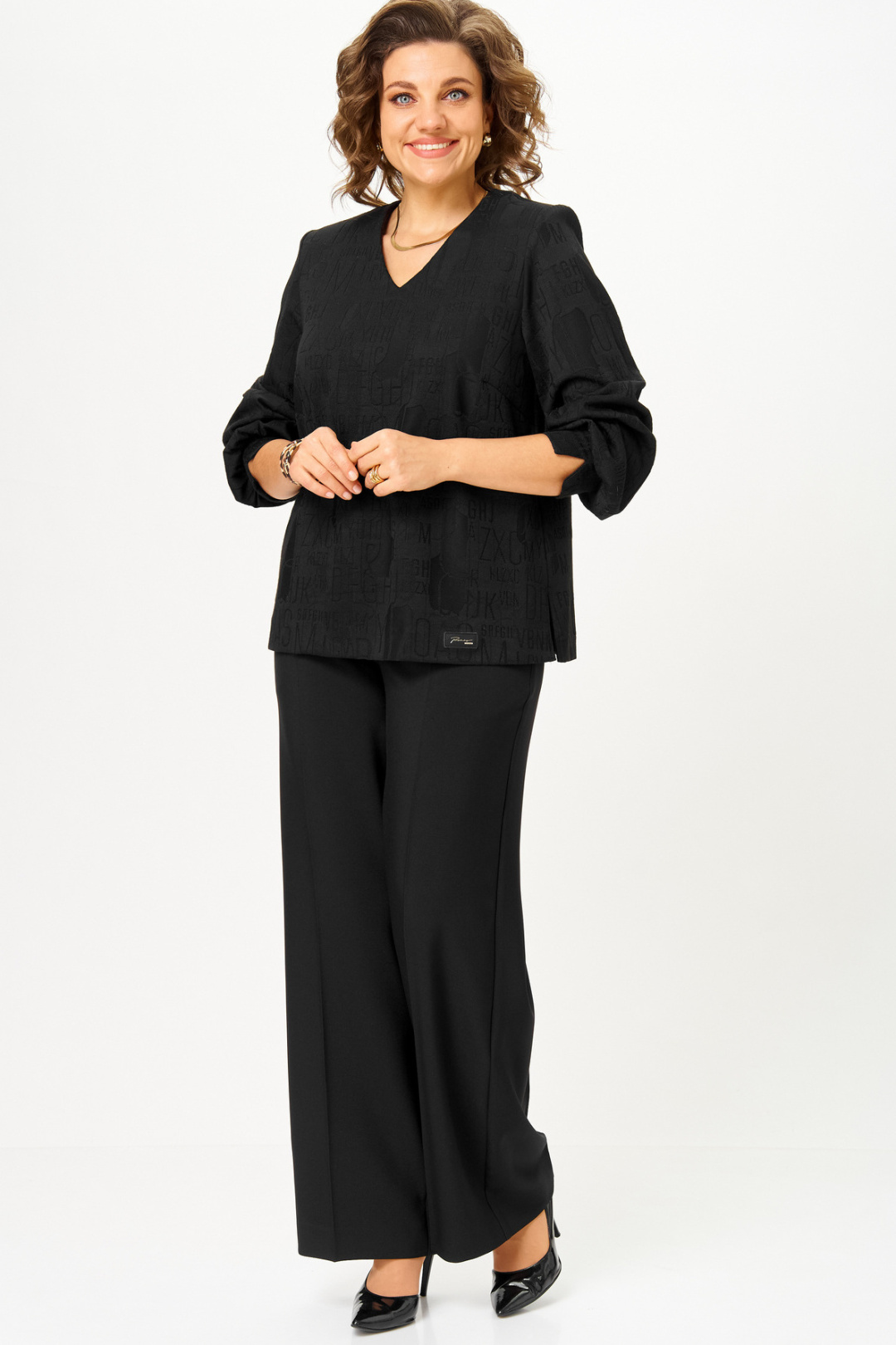 Блузка БелЭльСтиль 879 черный принт - фото 5