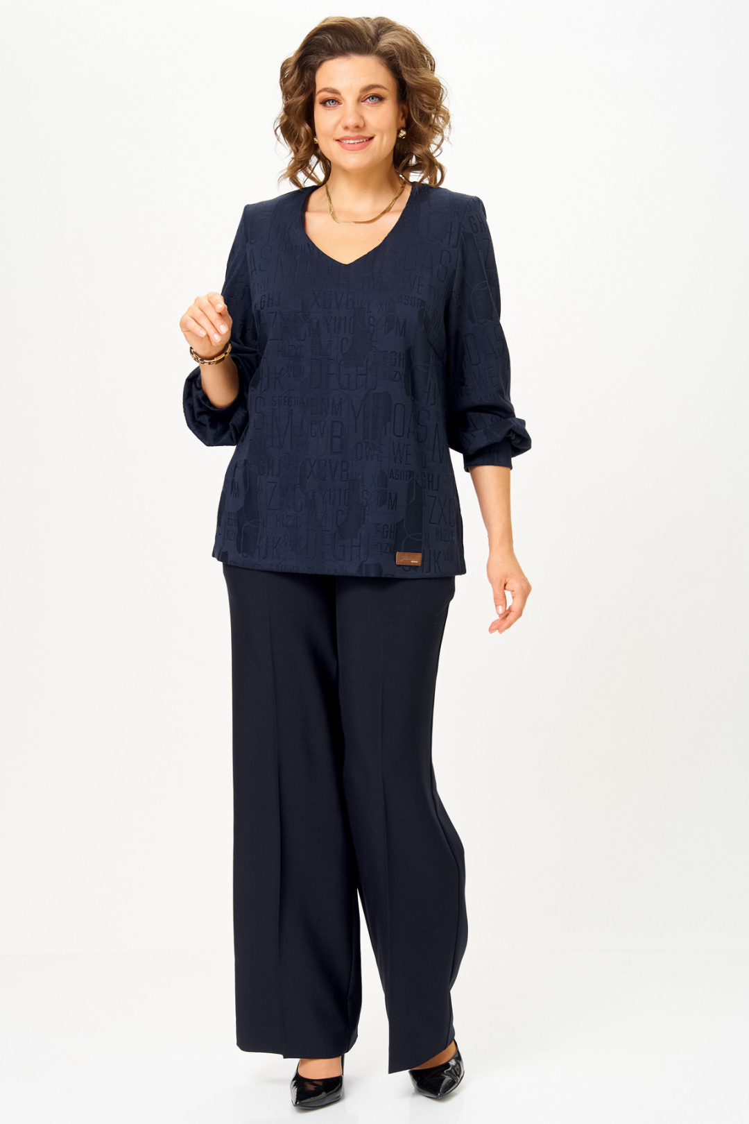 Блузка БелЭльСтиль 879 синий - фото 4