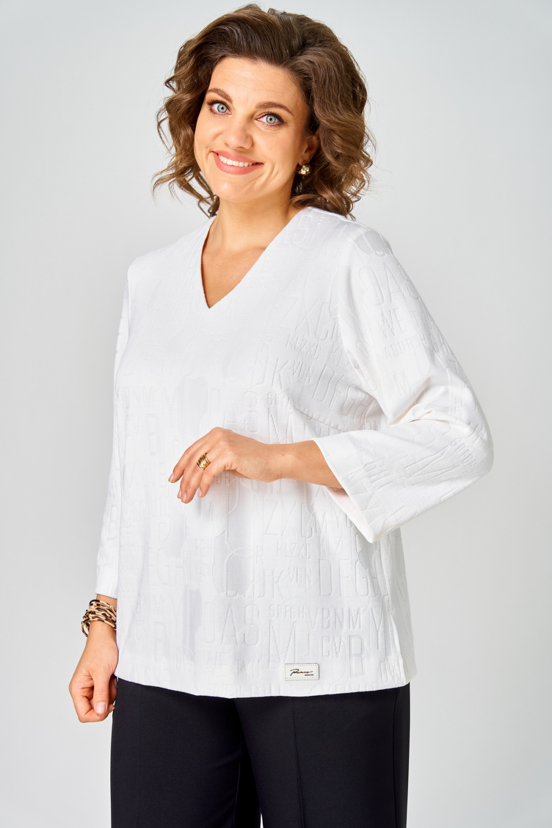 Блузка БелЭльСтиль 880 белый принт - фото 1