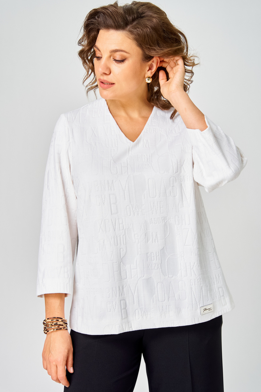 Блузка БелЭльСтиль 880 белый принт - фото 3