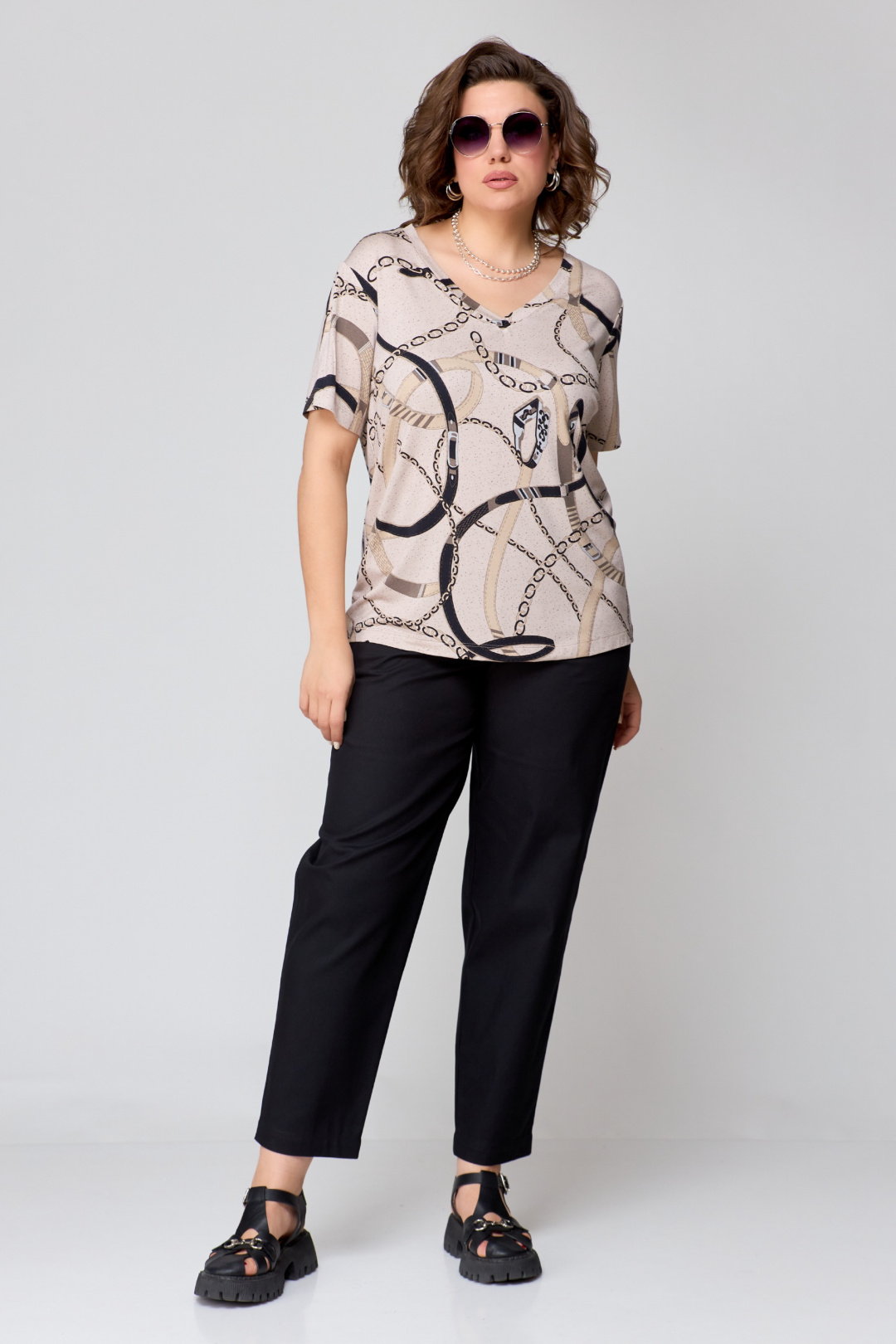 Футболка BLISS 174 Бежевый (принт цепи) - фото 2