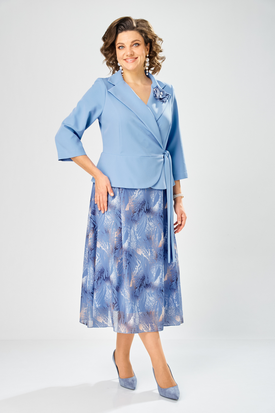 Платье BonnaImage 922-1/11 голубой ветки - фото 1
