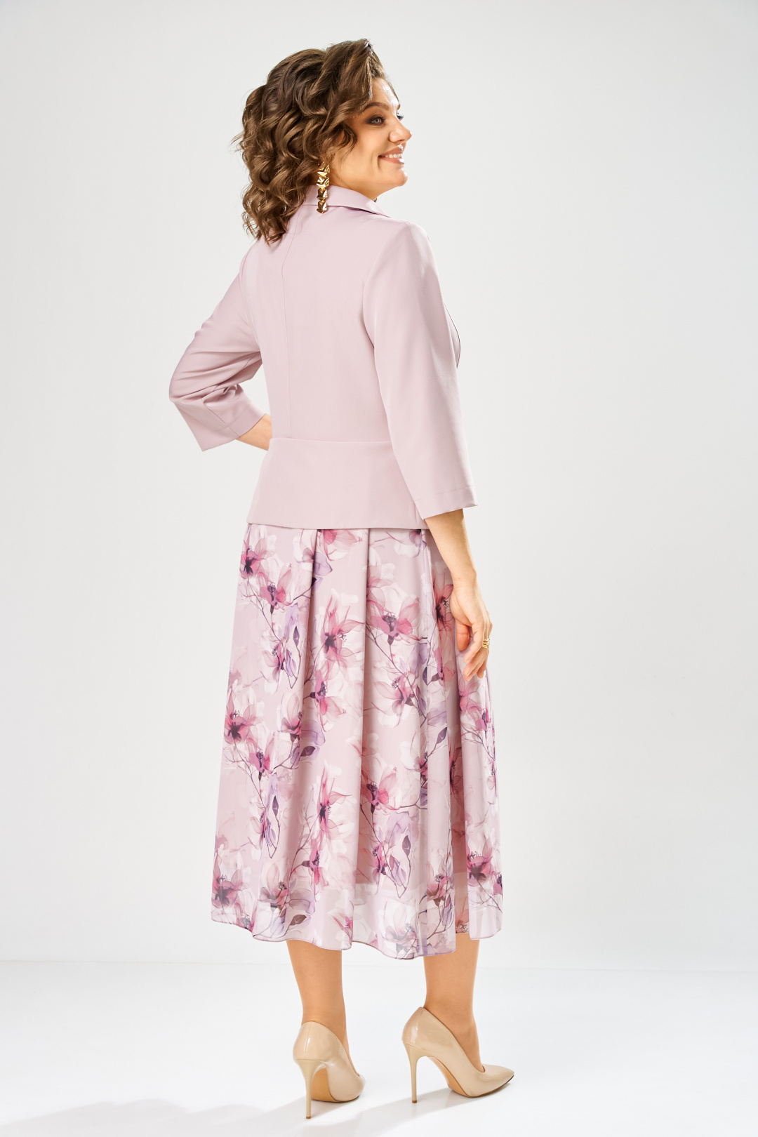 Платье BonnaImage 922-1/12 пудровый цветы - фото 4