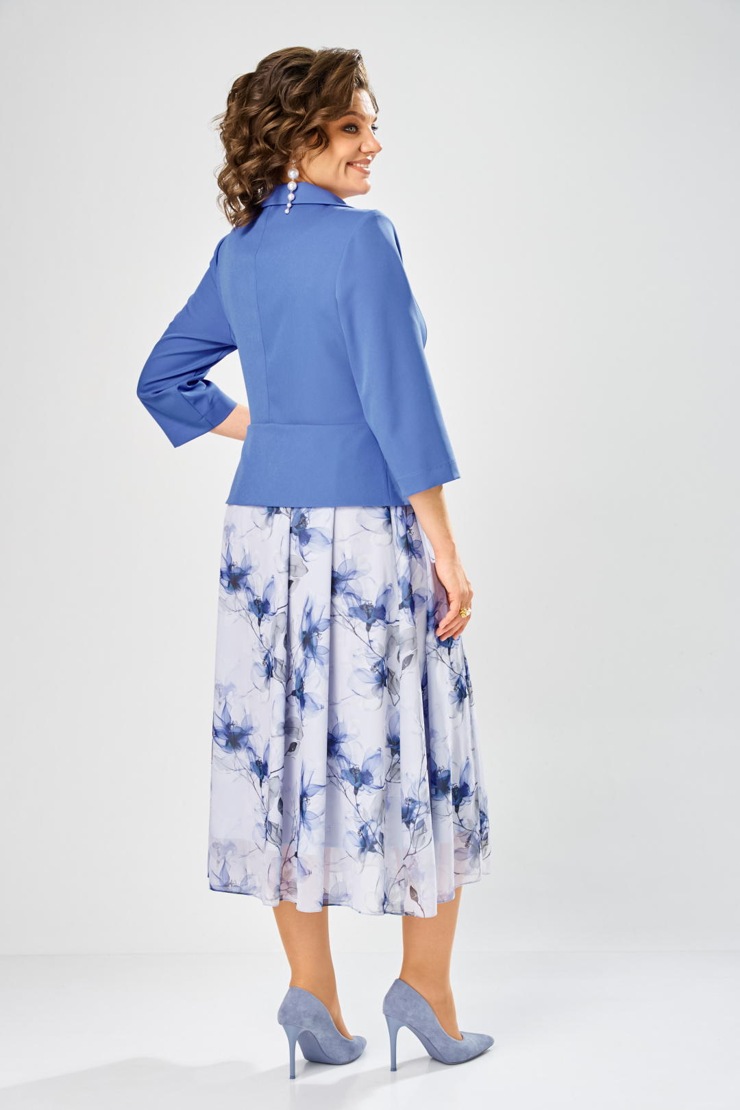 Платье BonnaImage 922-1/14 голубой цветы