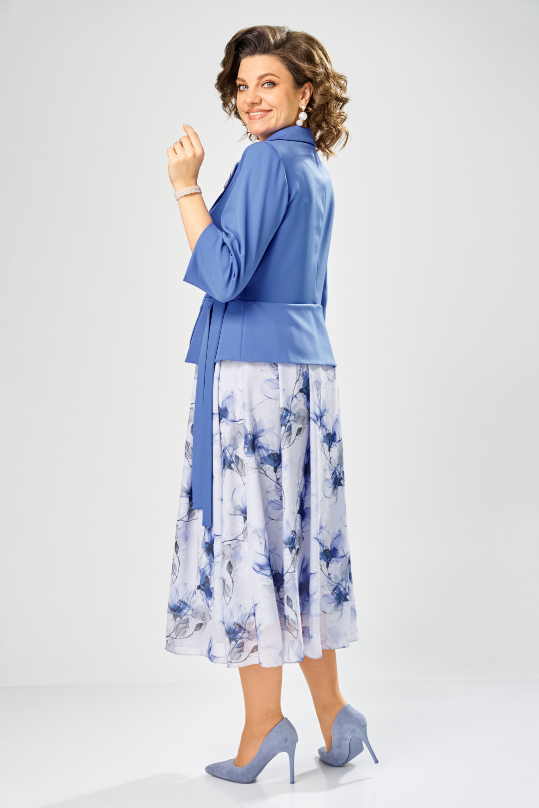 Платье BonnaImage 922-1/14 голубой цветы