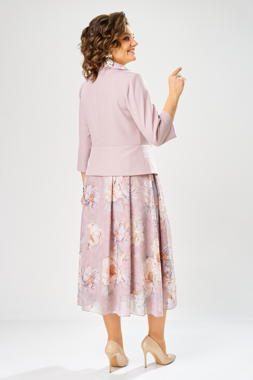 Платье BonnaImage 922-1/15 пудровый пионы - фото 4