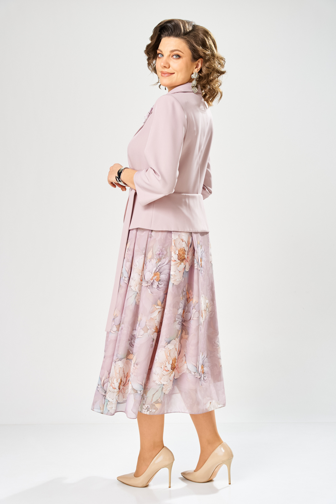 Платье BonnaImage 922-1/15 пудровый пионы - фото 5