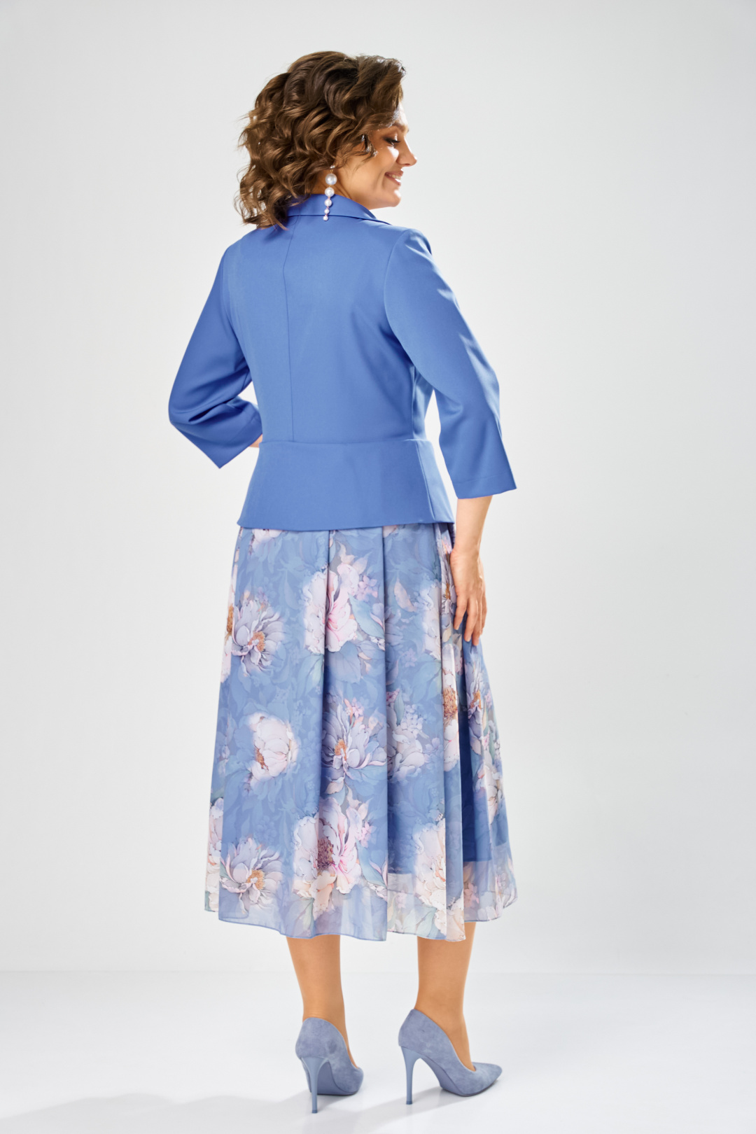 Платье BonnaImage 922-1/16 голубой пионы