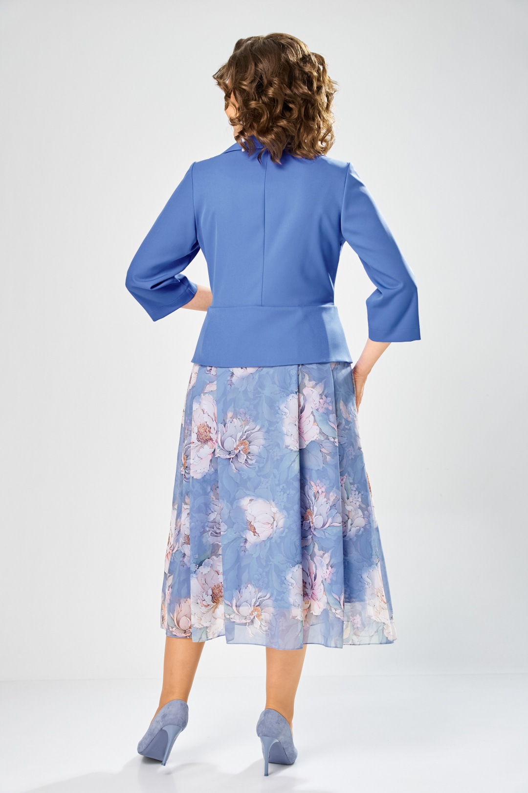 Платье BonnaImage 922-1/16 голубой пионы