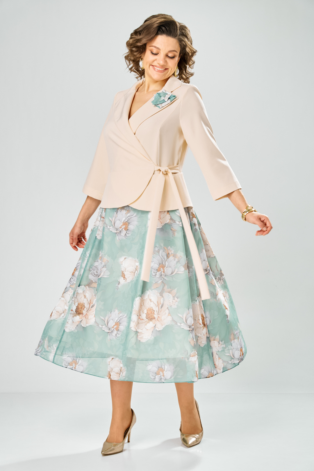 Платье BonnaImage 922-1/6 бежевый - фото 2