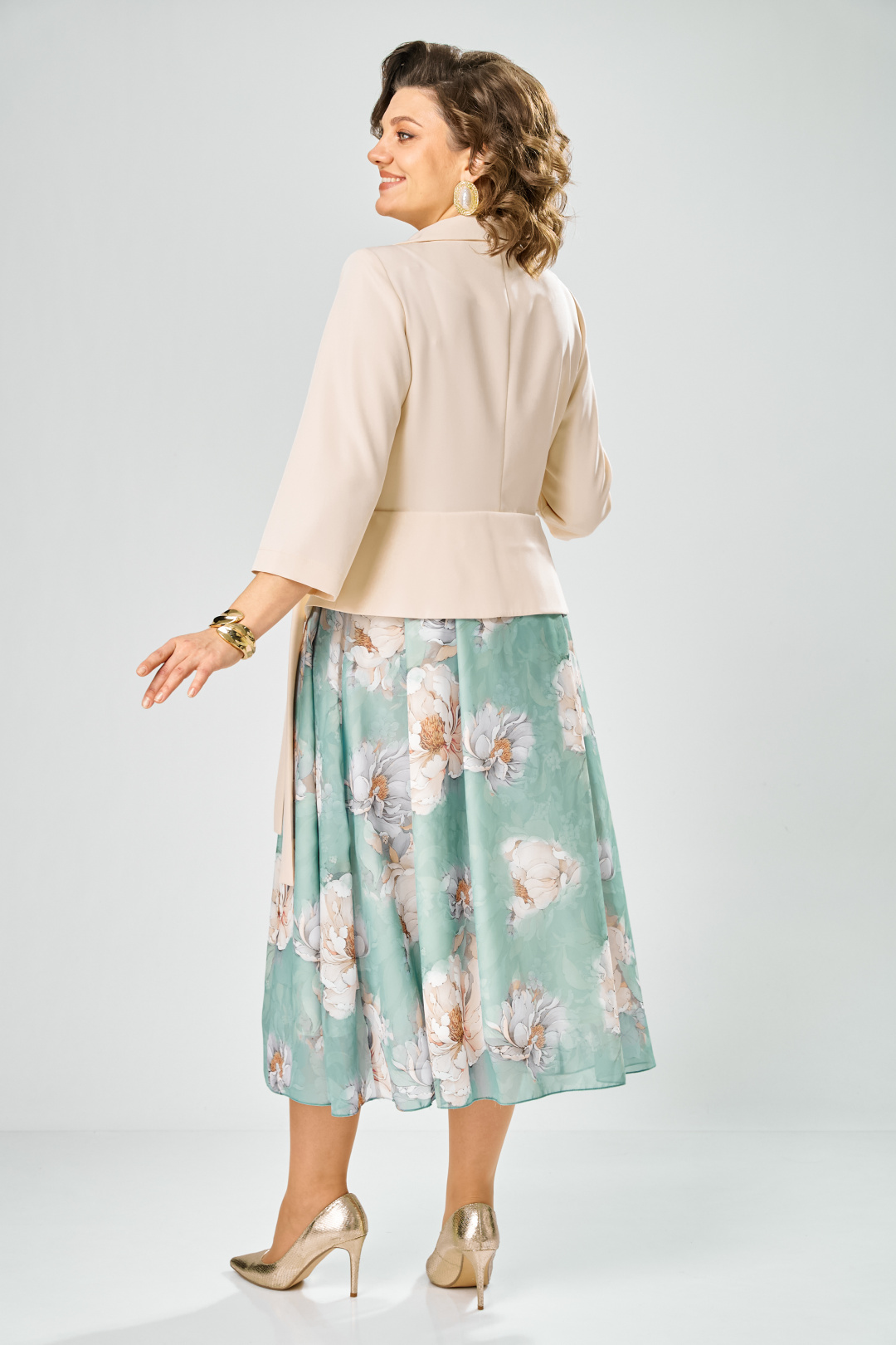 Платье BonnaImage 922-1/6 бежевый - фото 4