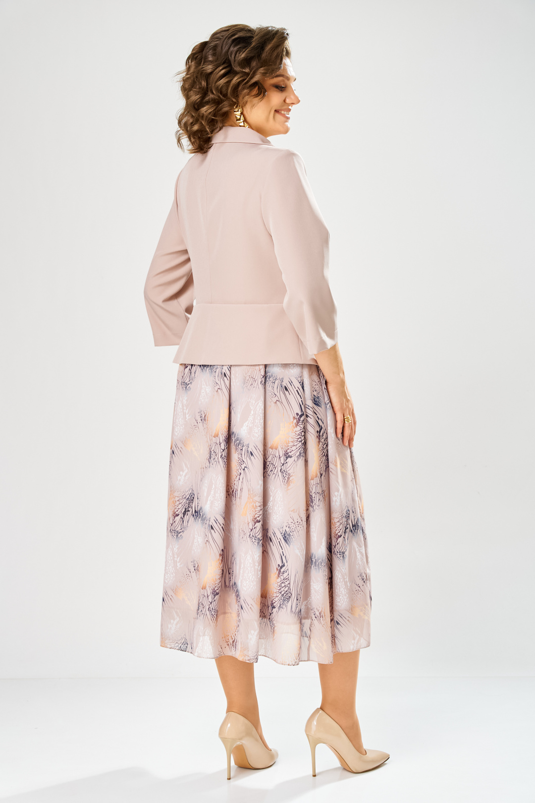 Платье BonnaImage 922-1/7 бежевый ветки - фото 6