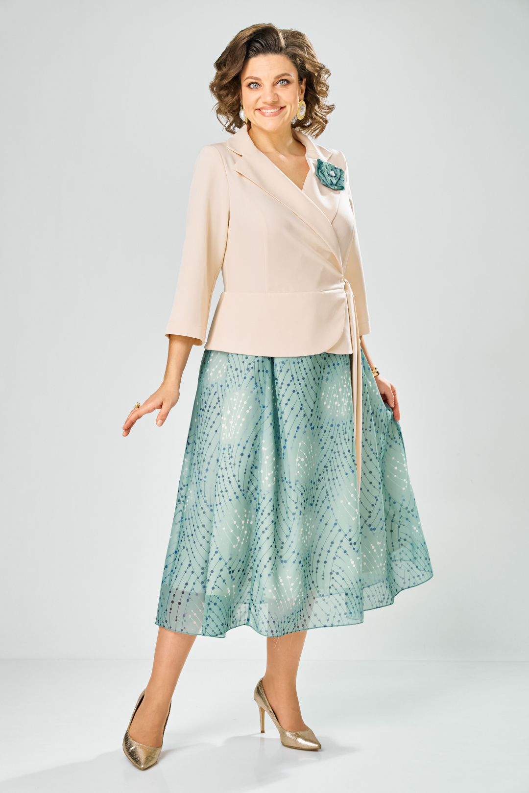 Платье BonnaImage 922-1/9 бежевый - фото 1