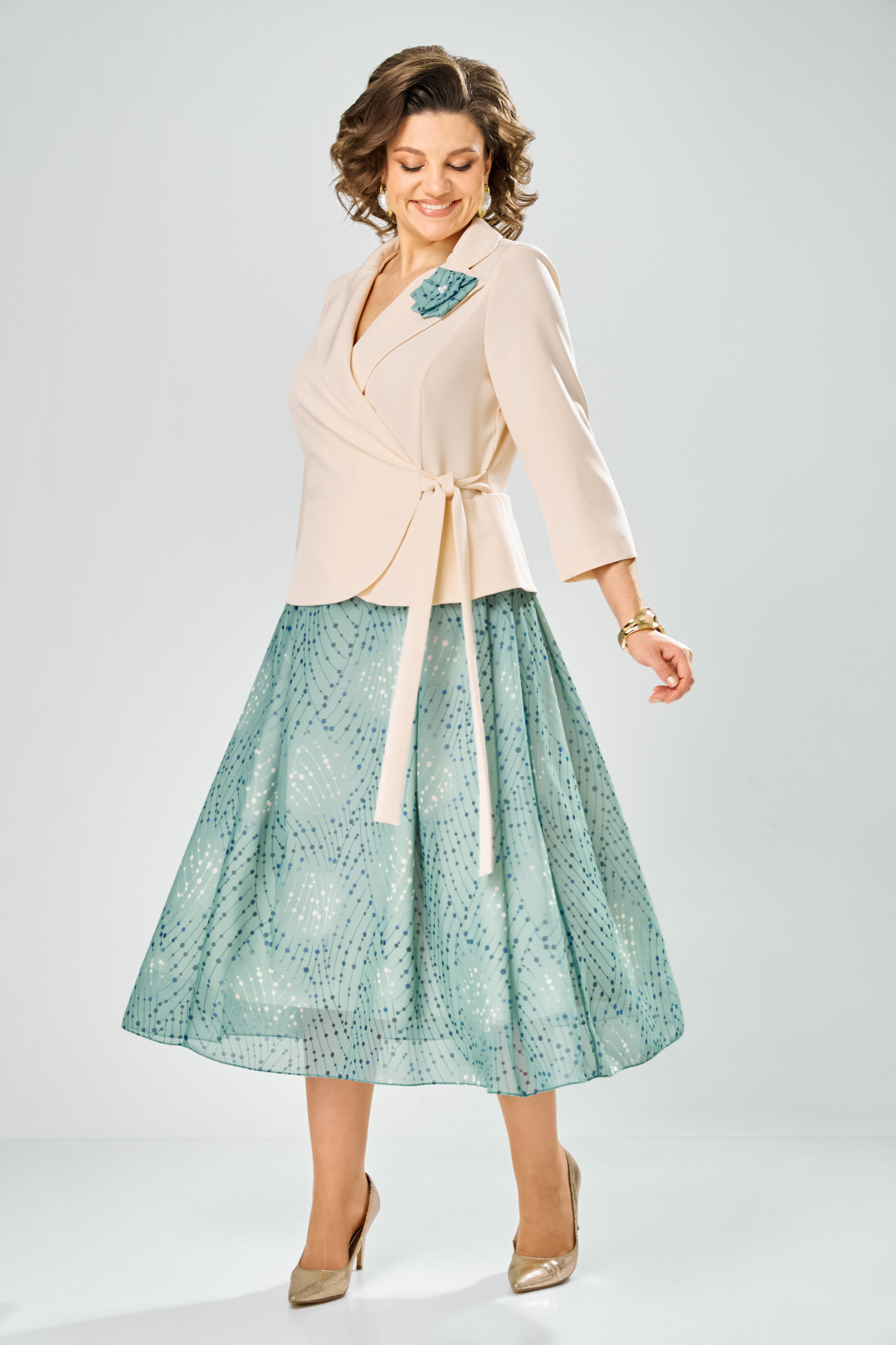 Платье BonnaImage 922-1/9 бежевый - фото 2