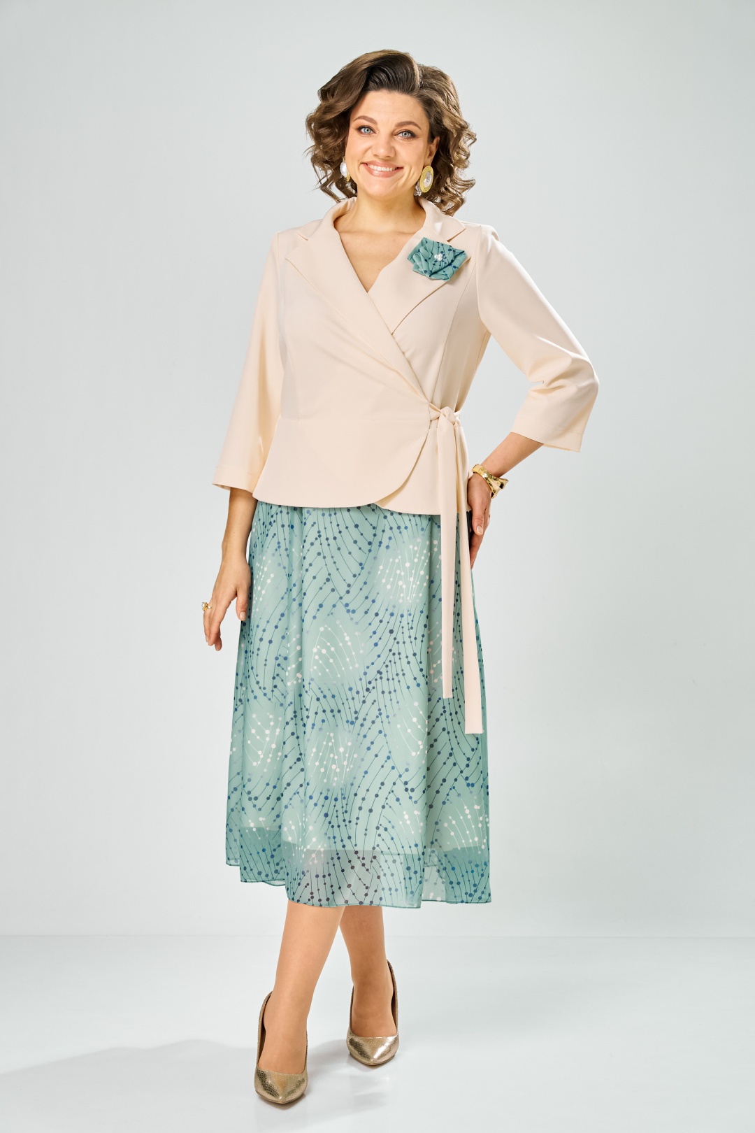 Платье BonnaImage 922-1/9 бежевый - фото 3