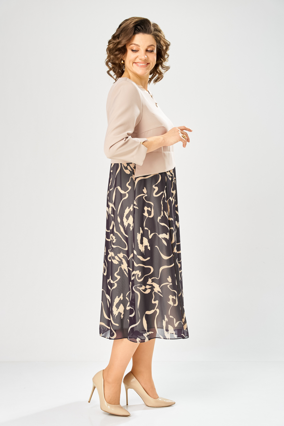 Платье BonnaImage 954-1/3 бежевый - фото 5