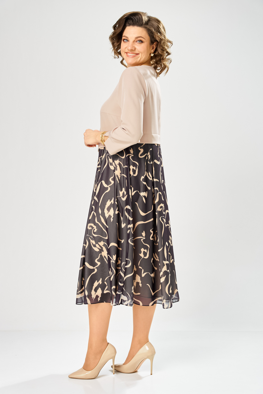 Платье BonnaImage 954-1/3 бежевый - фото 6